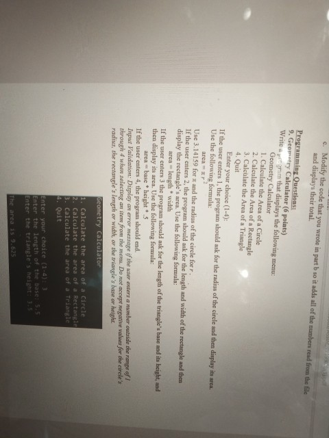  Modify the code that you wrote in part b so it