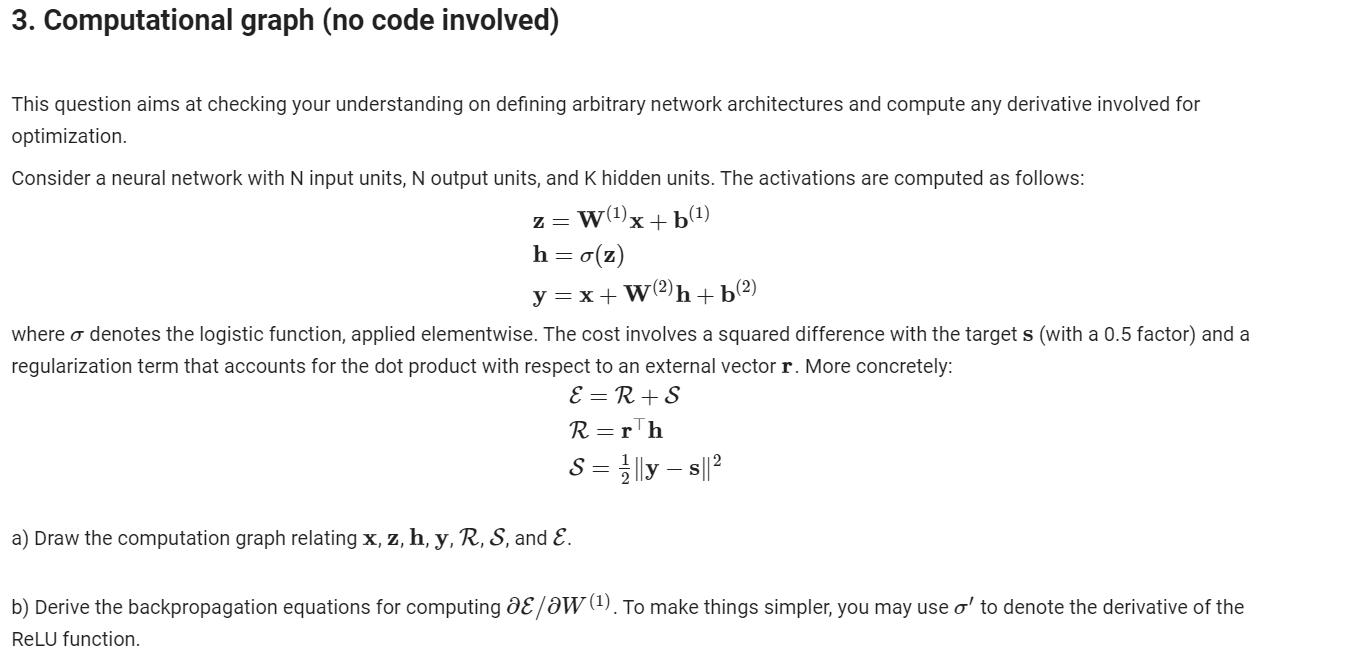  3. Computational graph (no code involved) This question aims at checking