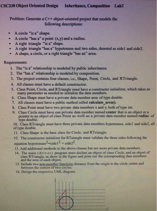  CSC330 Object Oriented Design Inheritance, Composition Lab2 Problem: Generate a C++