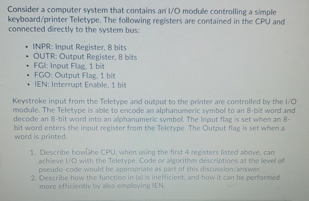  CSCI 430 please help thank you Consider a computer system that