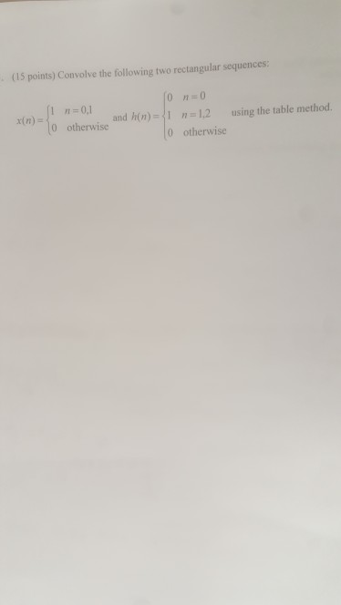 . (1S points) Convolve the following two rectangular sequences: 10 n=0