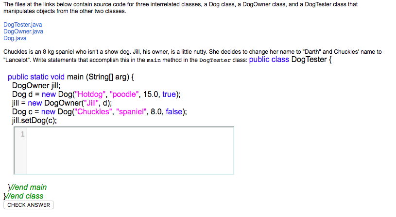  The files at the links below contain source code for three