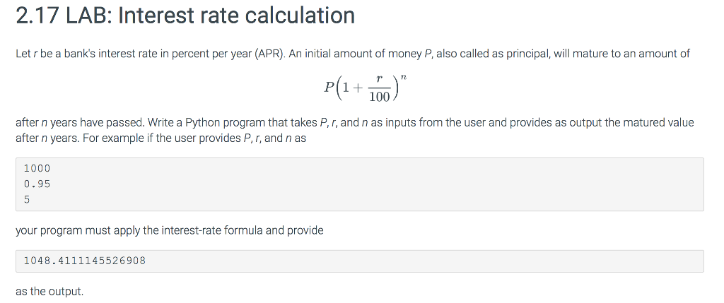 I need help complete this question using python programming language. 2.17 LAB: