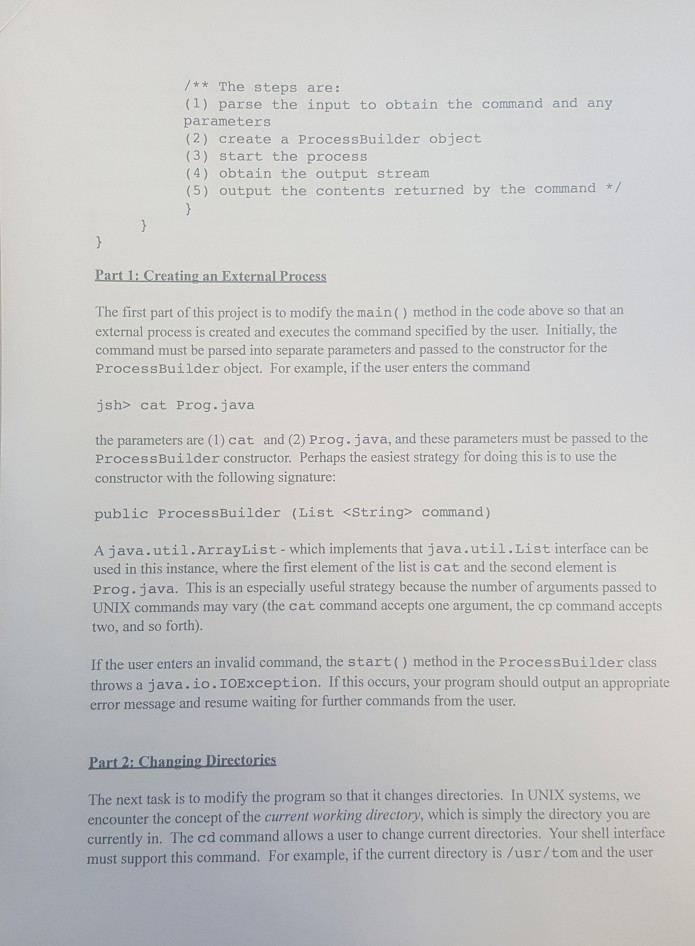 Overview A shell interface provides the user with a prompt, after which