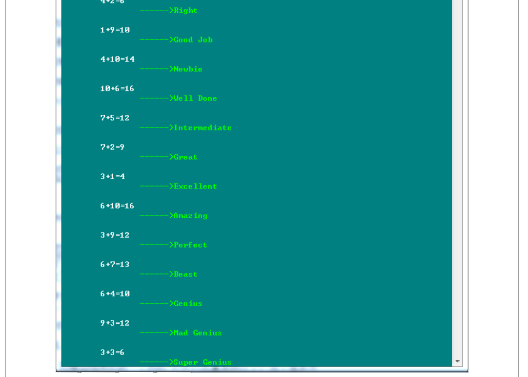 calcualtor for children. Menu 0 X I "D:\sdw\cpp2020103.Calculator CalculatorClass.exe" ======= =========MATH GENIUS