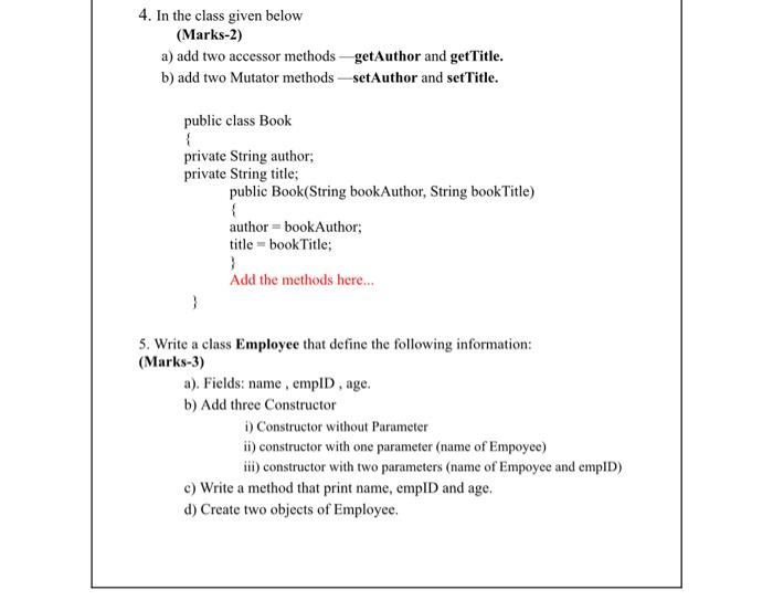  public class Book \{ private String author; private String title; public