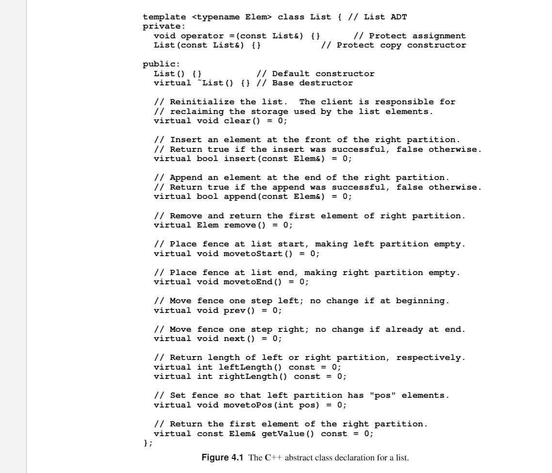 template class List { // List ADT private: void operator =