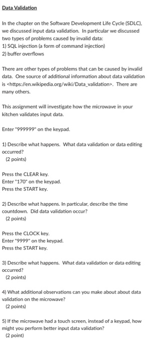  In the chapter on the Software Development Life Cycle (SDLC. we