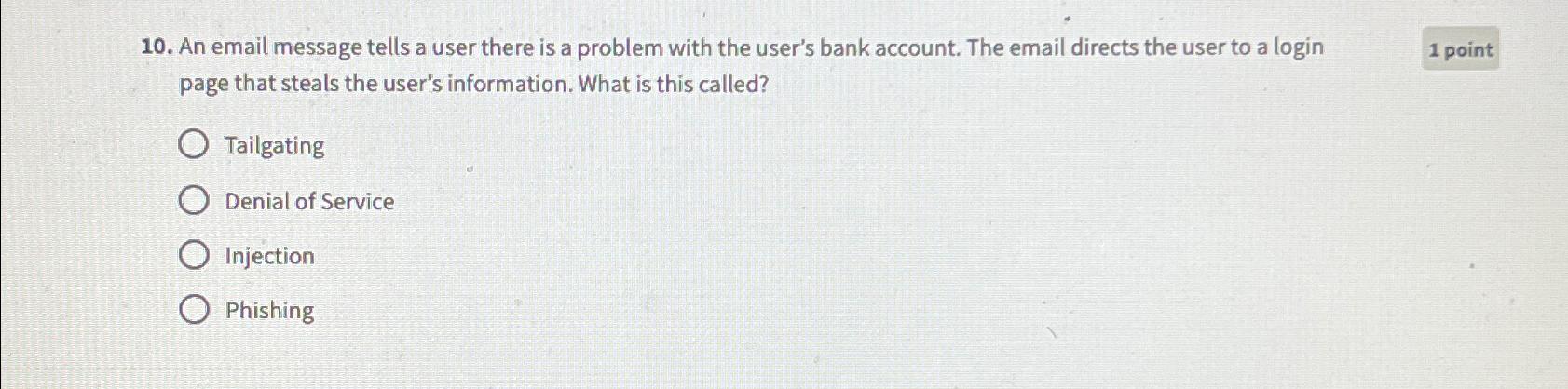  An email message tells a user there is a problem with