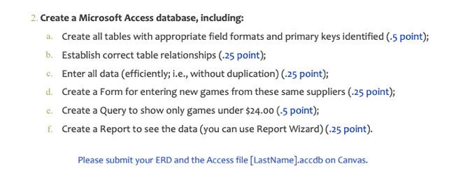 points, including ERD) Price BUSINESS CASE Game Store is a small independent
