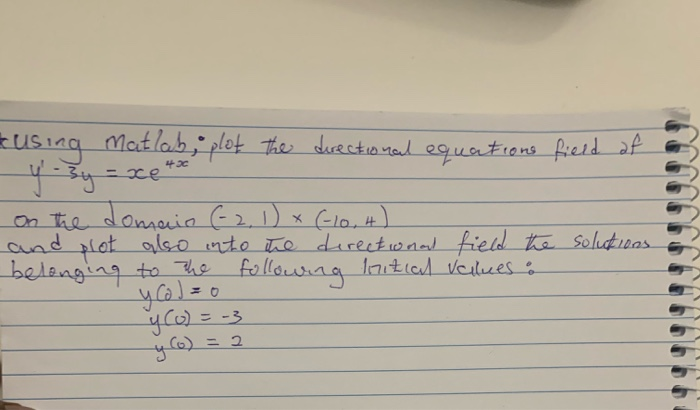  * using matlab, plot the directional equations field of solutions On