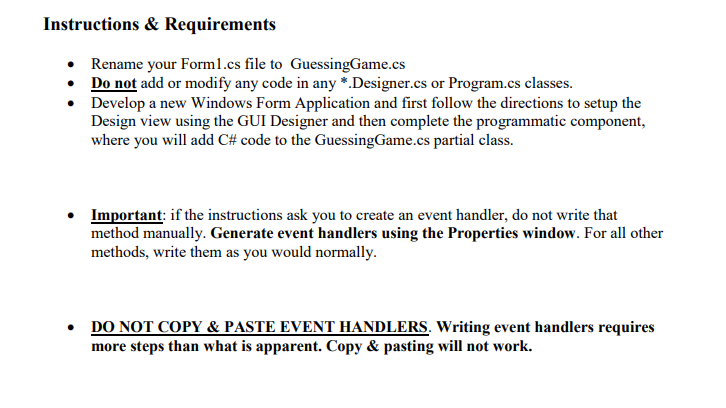 good rating. Program Overview Create a simple number guessing game using a
