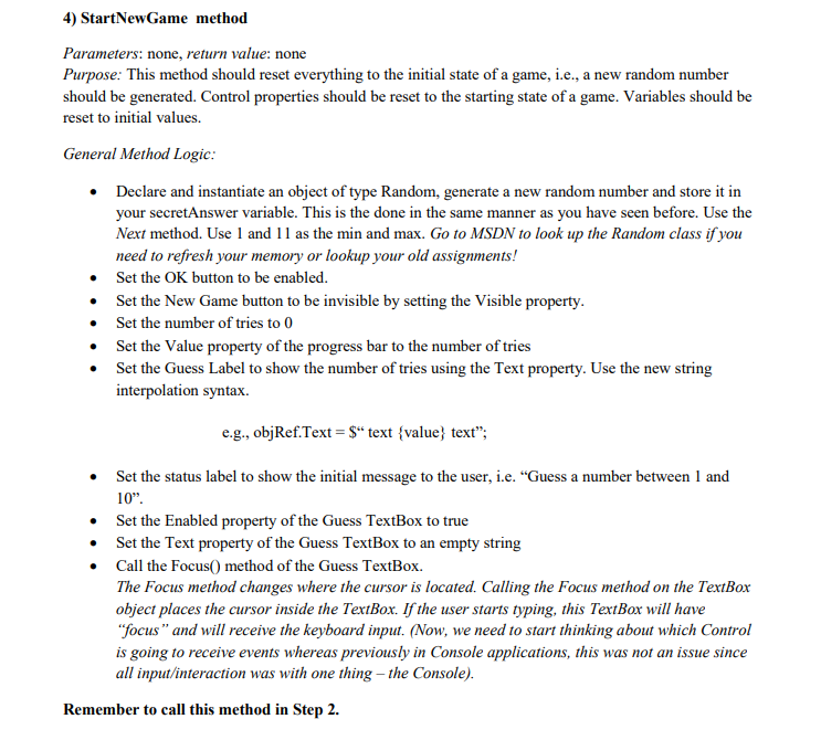 a random number as the secret answer. When the user guesses a