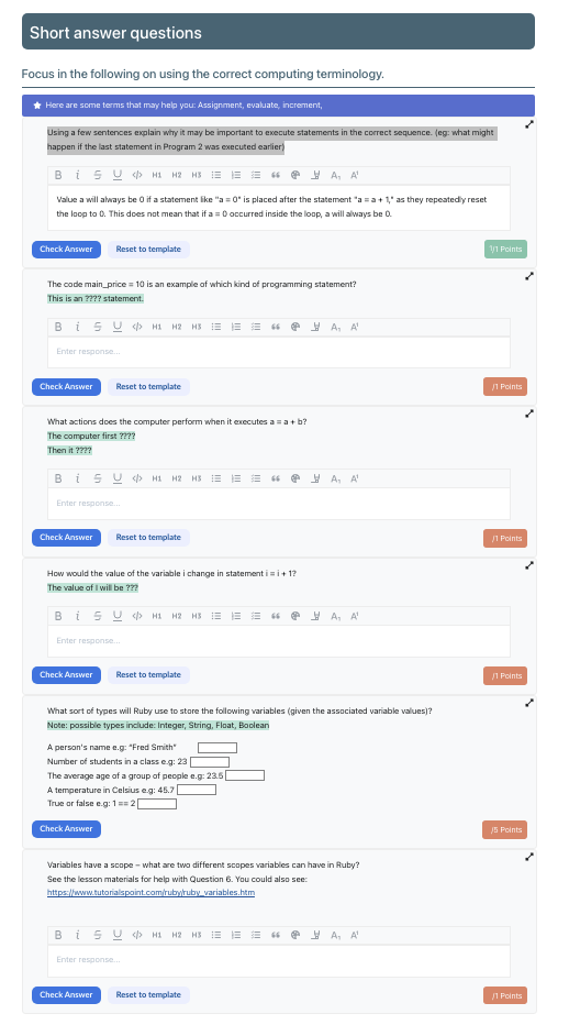 output of your program. Check it is working correctly, then answer the