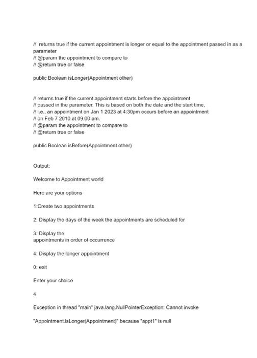 interacts with the menu-driven application, called ApptMenu. There will be four fields