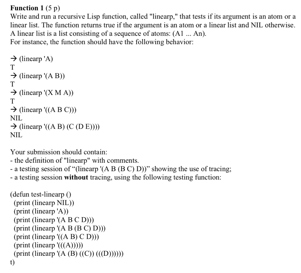 Please help implement the following Lisp function, following the specification below: Function