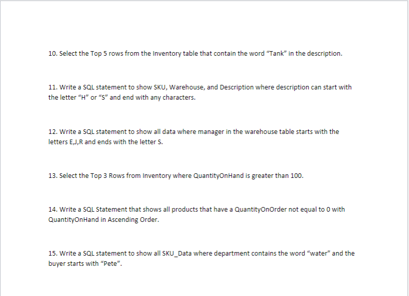 Warehouse on products having QuantityOnHand equal to 0 . Order the results