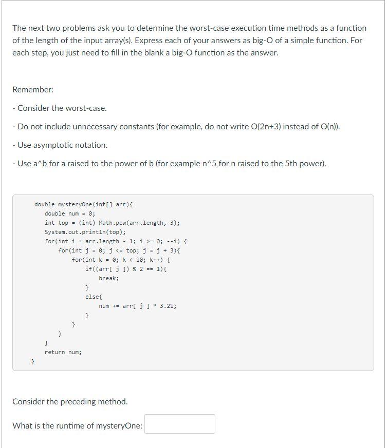 The next two problems ask you to determine the worst-case execution