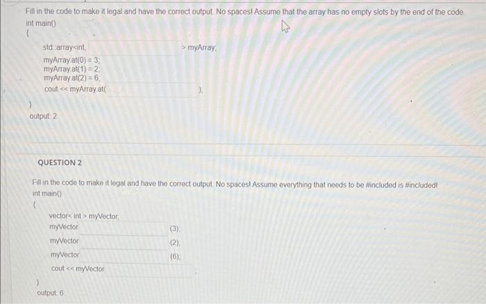 question 1 and 2 please Fill in the code to make it