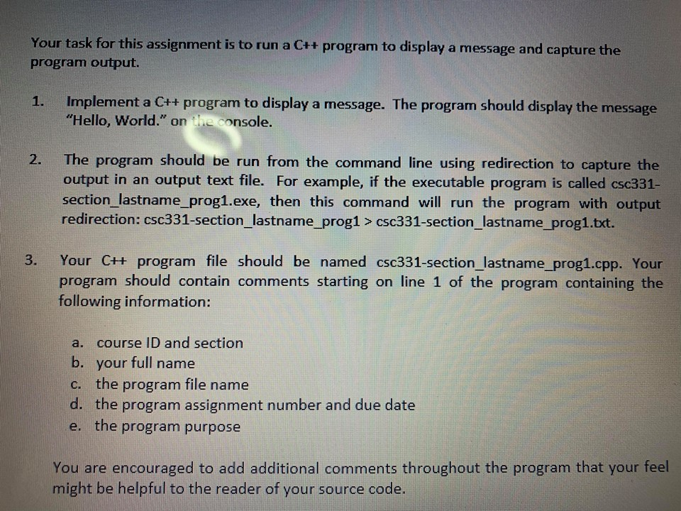 C++ Your task for this assignment is to run a C++ program