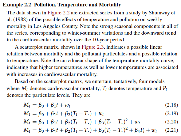 ylab="") dev.new() # open a new graphic device ts.plot(cmort,tempr,part, col=1:3) # all