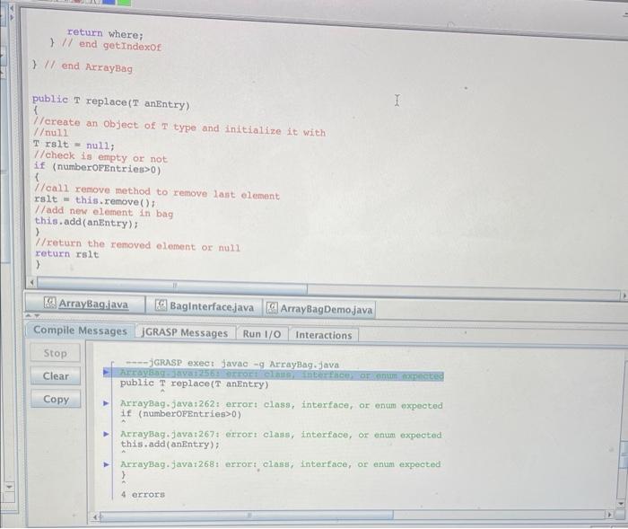 supposed to put it in the BagInterface.java? what do i do before