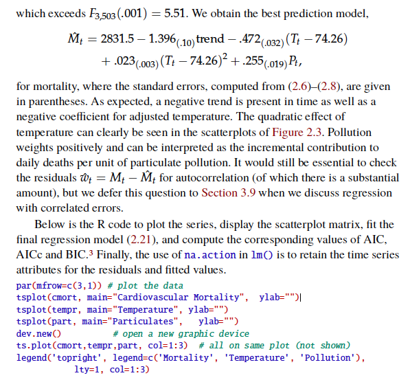 temp2 + part, na.action=NULL) summary(fit) # regression results summary(aov(fit)) # ANOVA table