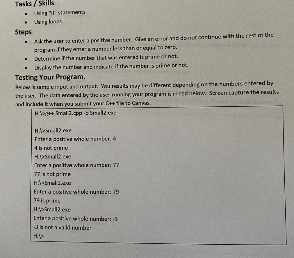  Tasks / Skills Using "if" statements Using loops Steps Ask the