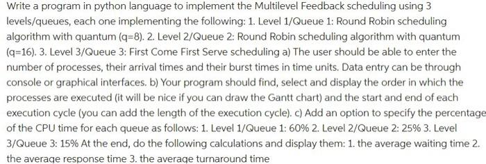 in phython please Write a program in python language to implement the