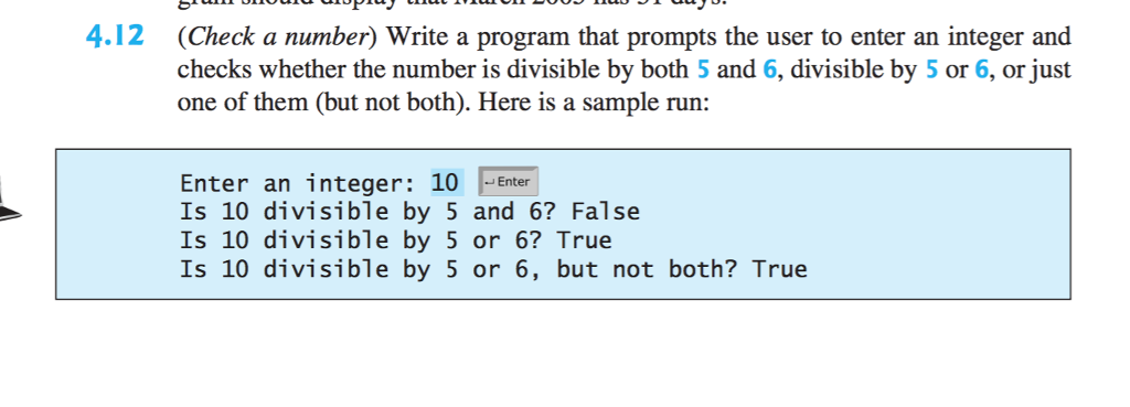 using python 4.12 (Check a number) Write a program that prompts the