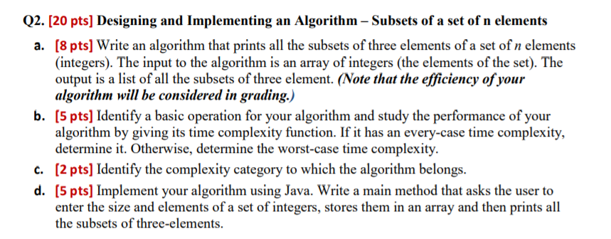  for part a, in pseudo code for part d, in java
