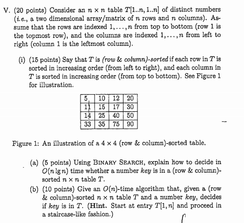  for V(i) explain V. (20 points) Consider an n x n