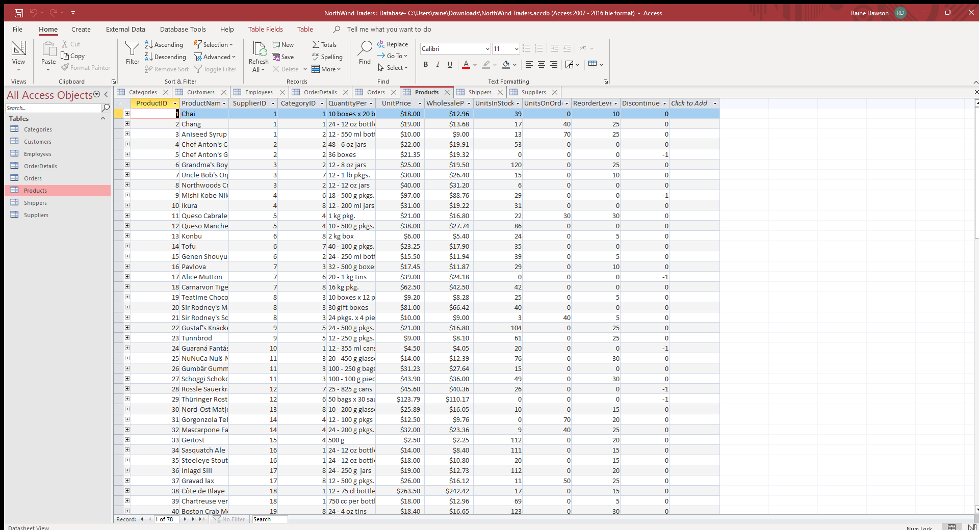 North America. 4. List products that are discontinued. Sort the products alphabetically.