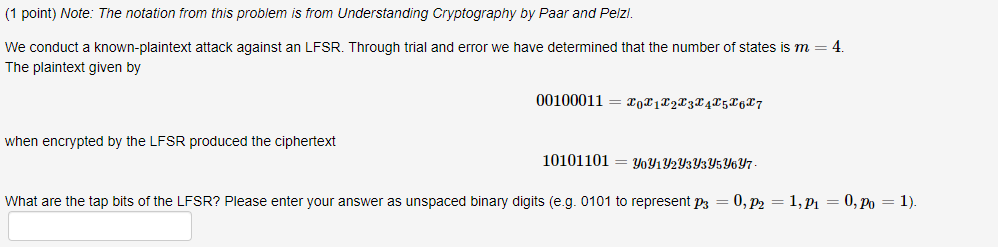 PLEASE ANSWER ASAP!!! (1 point) Note: The notation from this problem is