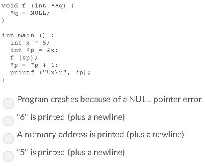 What happens when the c program is executed? void f (int a)