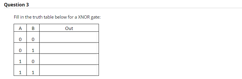 Fill in the truth table below for an OR gate: . B