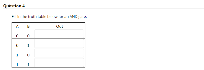 Out 0 0 0 1 1 0 1 1 Question 3 Fill