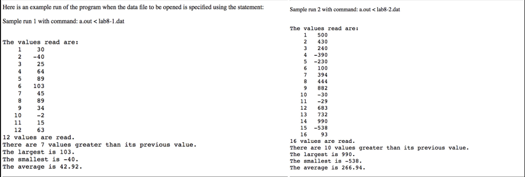 Program One Write a C++ program, named "average.cpp", that reads the values
