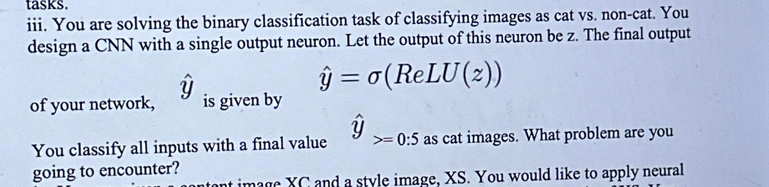  iii. You are solving the binary classification task of classifying images