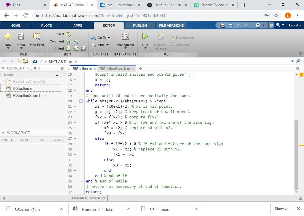 search for roots of a function. We will want the search to