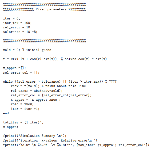 initial guessand maximum 100 iterations. Please rewrite the code in page 2