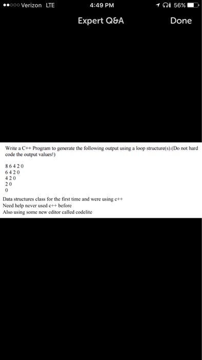  Write a C++ Program to generate the following output using a