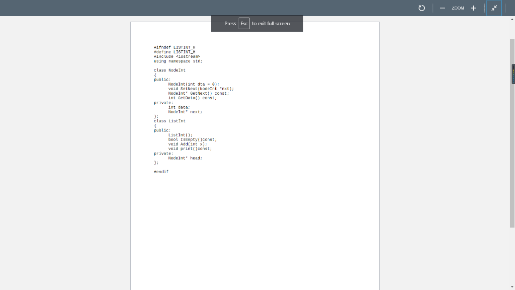discussed in lecture. The draft listInt class is flawed and you are