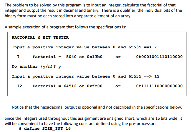 In C language The problem to be solved by this program