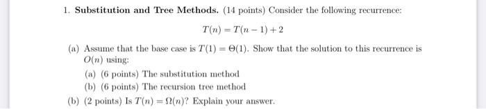 algorithm please solve it with clear hand write 1. Substitution and Tree