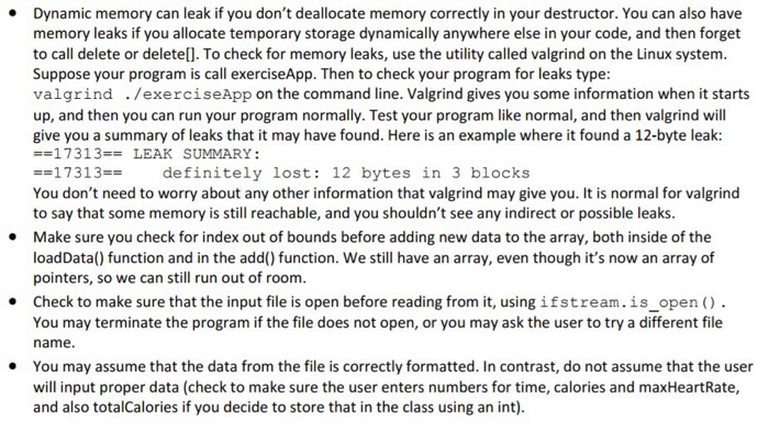 of memory. In order to hold an exercise that has a long