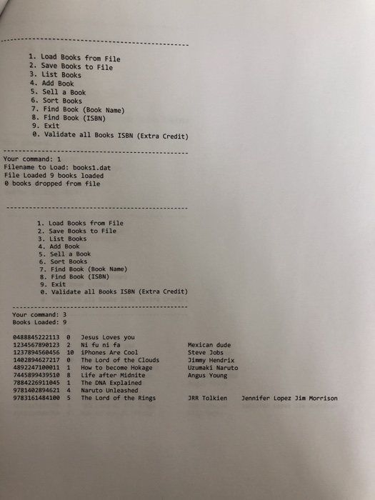 bookstore, load them into memory and perform some basic operations. This assignment