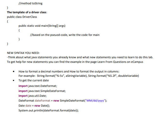 Programming to provide an application that allows users do the following tasks