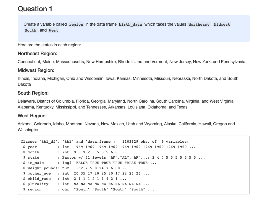 and other packages, and the load knitr. library (tidyverse) library(knitr) Read in