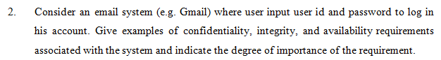  2. Consider an email system (e.g. Gmail) where user input user